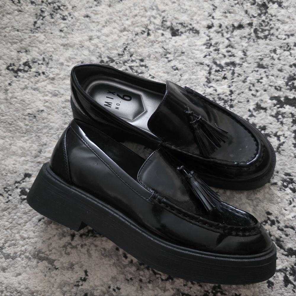 Mix no. 6 Tassel Faux Patent Leather Loafers womens 6 Black - Picture 2 of 7